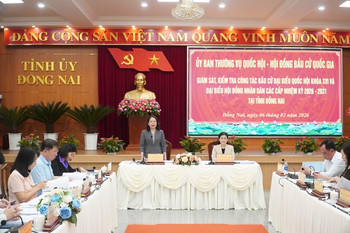 Ph&oacute; Chủ tịch nước V&otilde; Thị &Aacute;nh Xu&acirc;n kiểm tra c&ocirc;ng t&aacute;c bầu cử tại Đồng Nai 2026 - Ảnh 2.