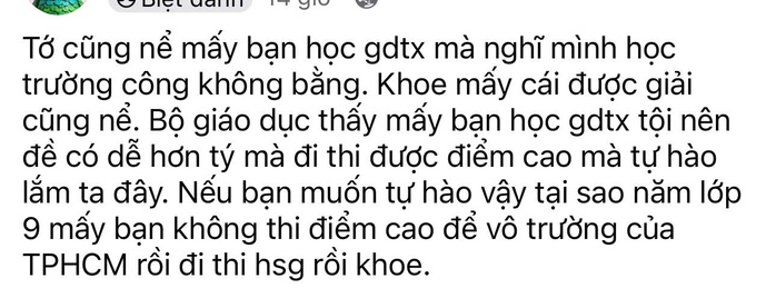 &Yacute; kiến kết quả học sinh giỏi GDTX, b&agrave;i đăng lập tức bị phản gắt từ cộng đồng mạng - Ảnh 1.