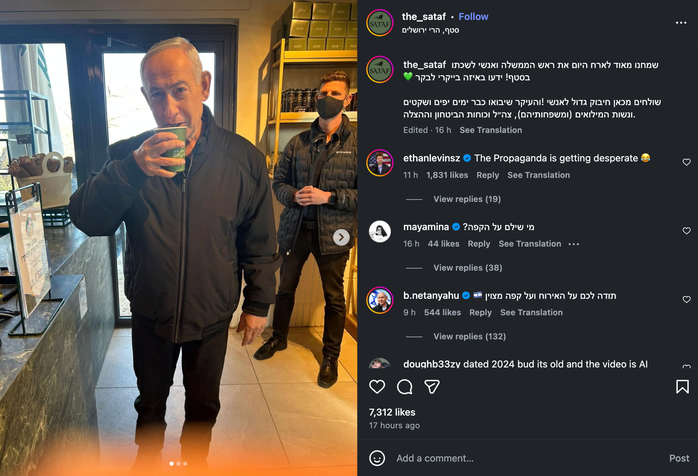 Video Thủ tướng Israel uống c&agrave; ph&ecirc; bị nghi l&agrave; sản phẩm AI - Ảnh 4.