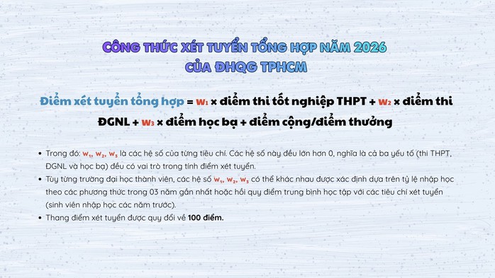X&eacute;t tuyển v&agrave;o ĐHQG TPHCM, th&iacute; sinh lưu &yacute; điều n&agrave;y - Ảnh 1.