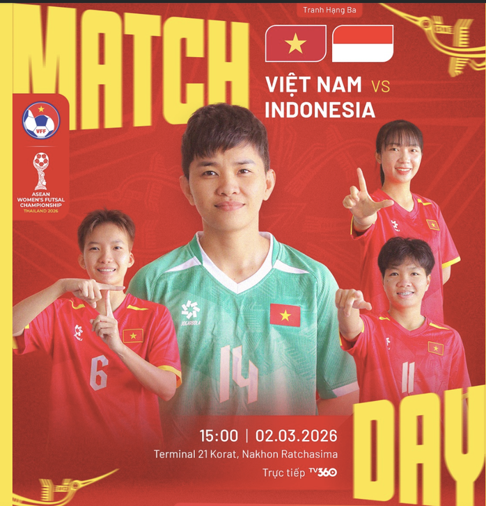 Trực tiếp futsal nữ Việt Nam - Indonesia: Cựu vương vớt v&aacute;t danh dự - Ảnh 1.