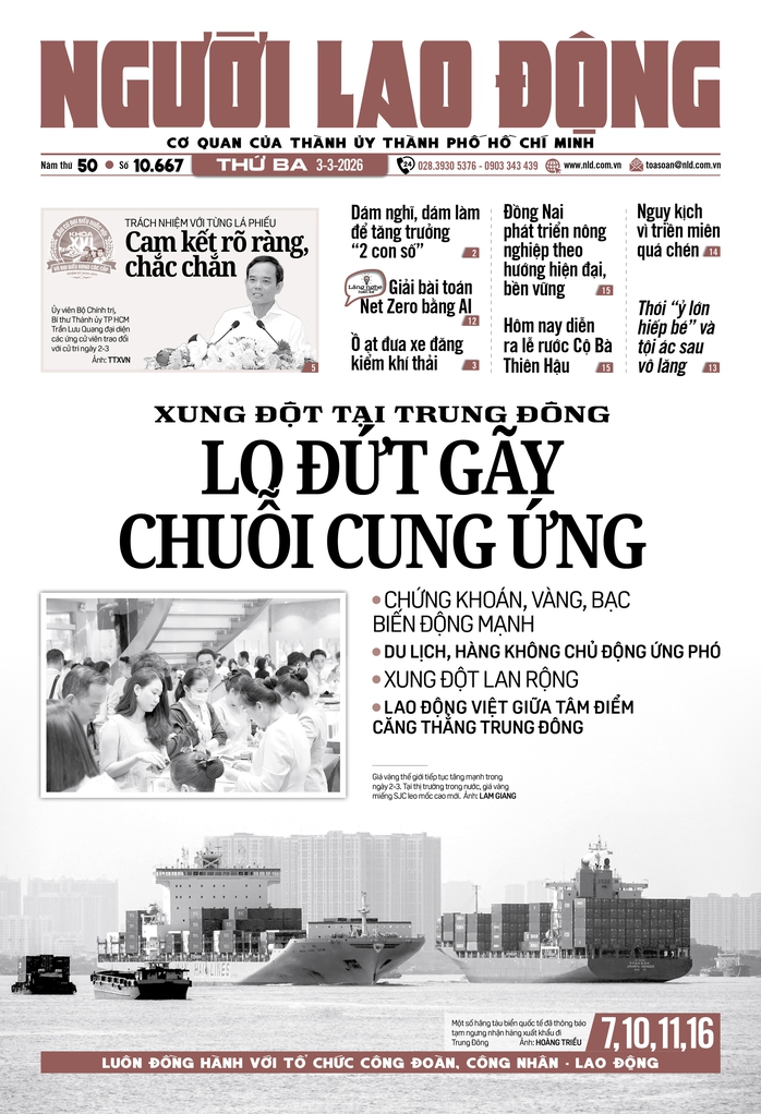 Báo in ngày 3-3: Xung đột tại Trung Đông - Lo đứt gãy chuỗi cung ứng - Ảnh 1.