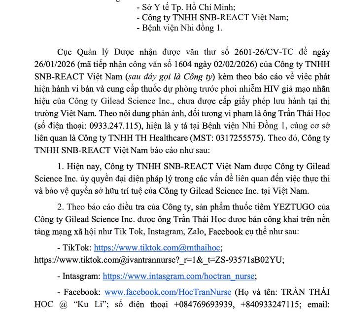 Cảnh b&aacute;o thuốc ti&ecirc;m HIV giả mạo chưa được cấp ph&eacute;p tại Việt Nam - Ảnh 2.