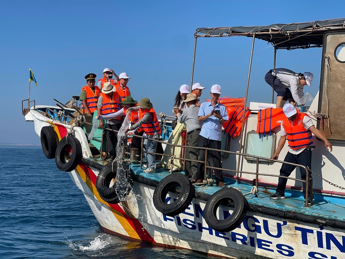 Thả hơn 1,1 triệu con giống t&aacute;i tạo nguồn lợi thủy sản v&ugrave;ng biển H&ograve;n Cau - Ảnh 1.