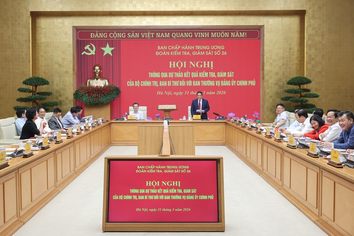 Th&ocirc;ng qua B&aacute;o c&aacute;o kiểm tra, gi&aacute;m s&aacute;t của Bộ Ch&iacute;nh trị đối với Ban Thường vụ Đảng ủy Ch&iacute;nh phủ - Ảnh 1.