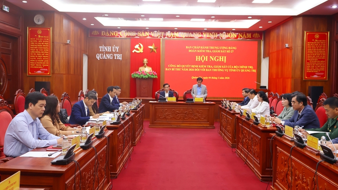 Bộ Ch&iacute;nh trị, Ban B&iacute; thư c&ocirc;ng bố kiểm tra Ban Thường vụ Tỉnh ủy Quảng Trị - Ảnh 1.