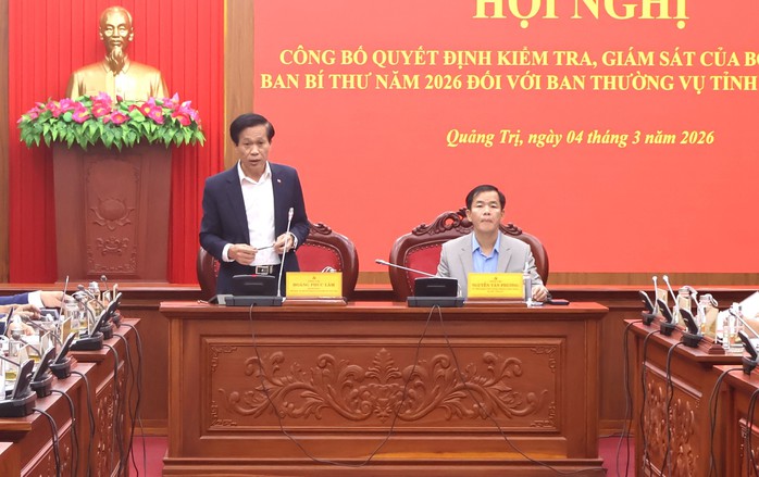 Bộ Ch&iacute;nh trị, Ban B&iacute; thư c&ocirc;ng bố kiểm tra Ban Thường vụ Tỉnh ủy Quảng Trị - Ảnh 2.