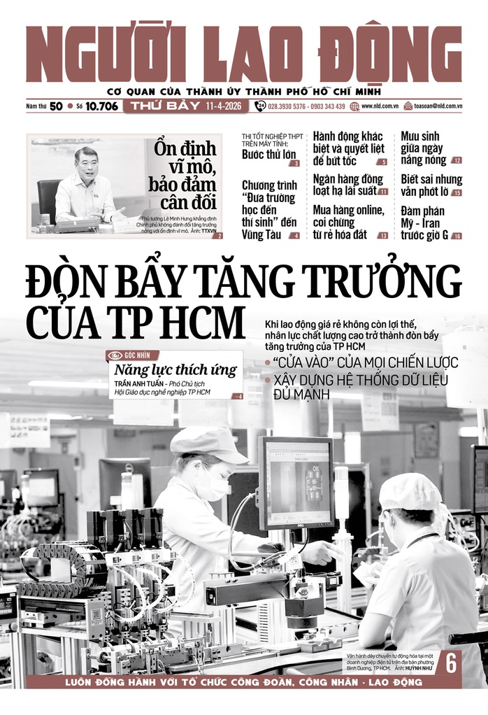 Báo in ngày 11-4: Đòn bẩy tăng trưởng của TP HCM - Ảnh 1. Báo in ngày 11-4: Đòn bẩy tăng trưởng của TP HCM - Ảnh 1.