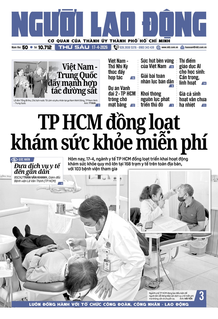 Báo in ngày 17-4: TP HCM đồng loạt khám sức khỏe miễn phí - Ảnh 1.