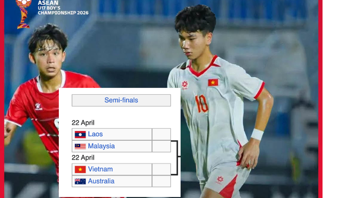 X&aacute;c định 2 cặp b&aacute;n kết U17 Đ&ocirc;ng Nam &Aacute; 2026 - Ảnh 1.