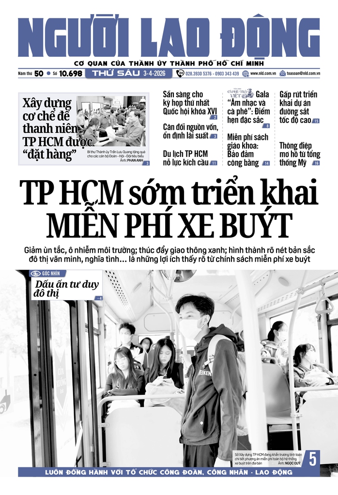 B&aacute;o in Người Lao Động 3-4: TP HCM sớm triển khai miễn ph&iacute; xe bu&yacute;t  - Ảnh 1.