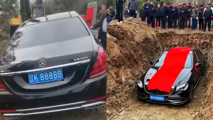 Ch&ocirc;n xe Mercedes biển số 8888 g&acirc;y b&atilde;o dư luận ở Trung Quốc - Ảnh 1.