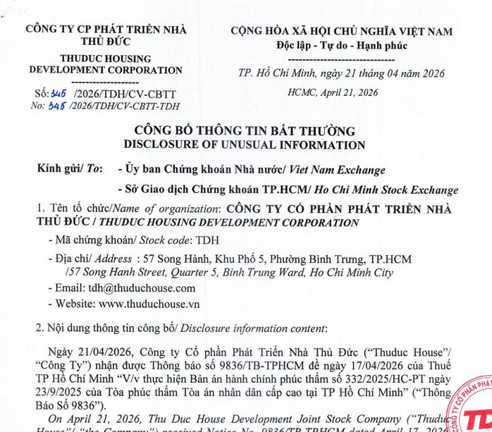 Thuduc House ch&iacute;nh thức được hủy bỏ quyết định cưỡng chế thuế sau 5 năm kiện tụng  - Ảnh 1.