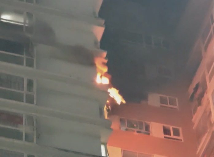 Ch&aacute;y căn hộ tầng 16 chung cư ở TPHCM, cư d&acirc;n hoảng hốt th&aacute;o chạy - Ảnh 1.