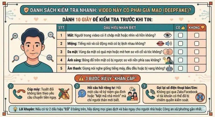 C&ocirc;ng an TPHCM chỉ c&aacute;ch nhận diện video deepfake, người d&acirc;n cần biết - Ảnh 1.
