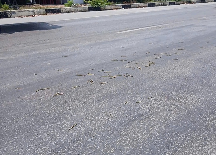 Đinh v&iacute;t rơi v&atilde;i g&acirc;y nguy hiểm tr&ecirc;n đường Mỹ Phước &ndash; T&acirc;n Vạn - Ảnh 2.