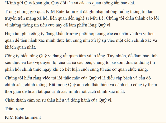 Ph&iacute;a Miu L&ecirc; l&ecirc;n tiếng về tin "bị điều tra li&ecirc;n quan đến ma t&uacute;y ở Hải Ph&ograve;ng"  - Ảnh 2.