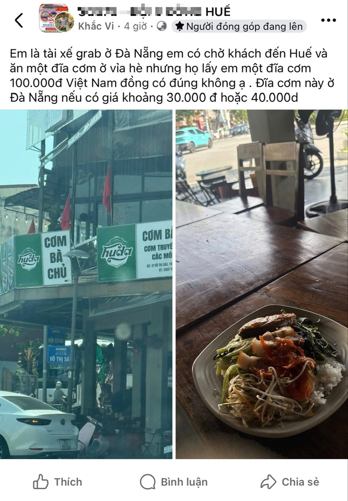 Phường l&agrave;m việc với qu&aacute;n Cơm B&agrave; Chủ bị tố "ch&eacute;m" đĩa cơm 100.000 đồng - Ảnh 1.