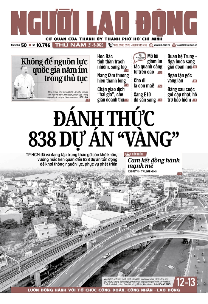 Báo in ngày 21-5: Đánh thức 838 dự án "vàng" - Ảnh 1.