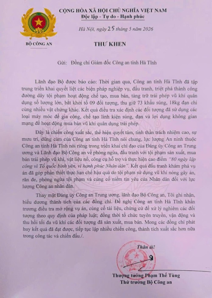 Bộ Công an gửi thư khen Công an tỉnh Hà Tĩnh - Ảnh 2.