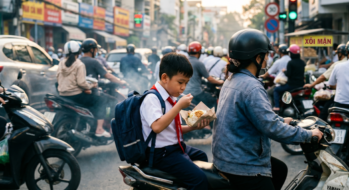 Gói xôi sau yên xe - Ảnh 1.
