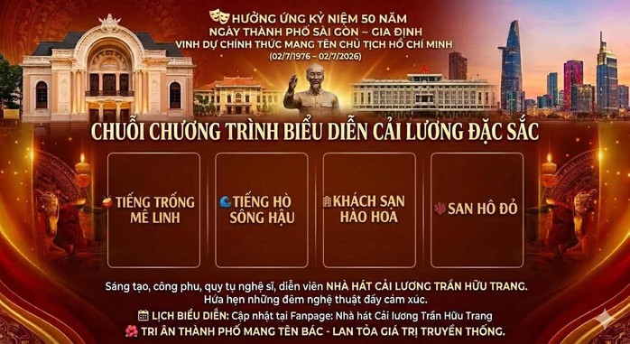 4 vở cải lương chào mừng 50 năm Ngày Thành phố vinh dự mang tên Chủ tịch Hồ Chí Minh - Ảnh 1.
