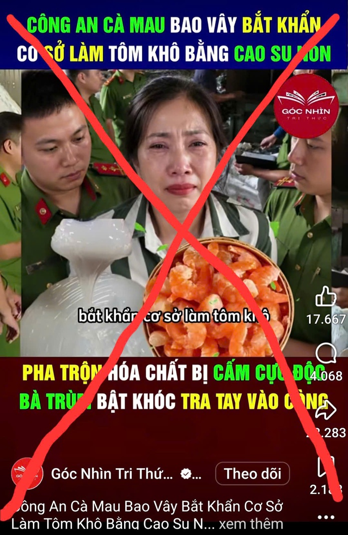 X&aacute;c định đối tượng ph&aacute;t t&aacute;n tin "l&agrave;m t&ocirc;m kh&ocirc; bằng cao su non" ở C&agrave; Mau - Ảnh 1.