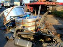 4 cuộn thép đè nát đầu xe container, tài xế nguy kịch 4 cuộn thép đè nát đầu xe container, tài xế nguy kịch