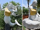 Cư dân bối rối khi tượng tiên cá được... che ngực Cư dân bối rối khi tượng tiên cá được... che ngực
