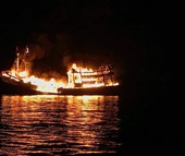 Tàu câu mực Quảng Nam bốc cháy, 33 thuyền viên may mắn thoát nạn