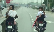 Nam nữ thanh niên “đầu trần” chạy xe máy hàng ngang, đánh võng trên QL1A