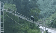 CLIP: Ớn lạnh cảnh người dân Quảng Nam bò qua cầu khỉ vượt nước xiết