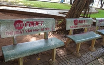 99 ghế đá bị sơn quảng cáo cá cược: Phát hiện 2 nam thanh niên bịt mặt