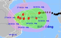 Bão Trami giật cấp 14 đang lao nhanh vào vùng biển Trung Trung Bộ