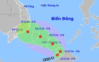 Áp thấp nhiệt đới hướng vào vùng biển Nam Bộ và TP HCM