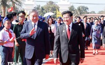 Tổng Bí thư dự Lễ khánh thành Công viên Hữu nghị Lào-Việt Nam ở Vientiane
