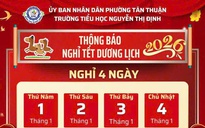 Nhiều trường học ở TPHCM cho học sinh nghỉ Tết Dương lịch 4 ngày