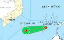 Áp thấp hình thành ở Nam Biển Đông, vùng biển Khánh Hòa - Cà Mau gió mạnh, sóng cao