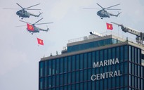 Máy bay chiến đấu, trực thăng kéo cờ Tổ quốc hợp luyện bay trên bầu trời TP HCM