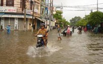 Mưa lớn, đường phố TP Tam Kỳ lại bị ngập