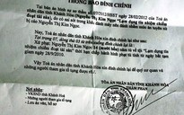Tòa Khánh Hòa vô tư đính chính vụ “bốc hơi” 2 năm tù