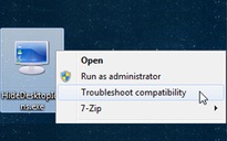 Bỏ dòng lệnh "Troubleshoot compatibility" trên menu ngữ cảnh