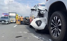 Hiện trường 5 ôtô gặp nạn trên cao tốc TP HCM - Long Thành - Dầu Giây