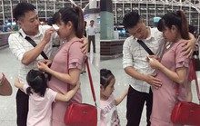 Vợ bầu 7 tháng tiễn chồng đi XKLĐ khiến nhiều người bật khóc