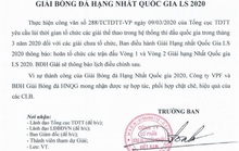 Tạm hoãn Giải hạng Nhất quốc gia 2020 vì lo ngại Covid-19