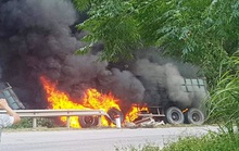 Cháy xe container trên Quốc lộ 12, tài xế bỏng nặng