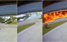 Kinh hoàng máy bay đâm vào xe hơi, nổ thành quả cầu lửa