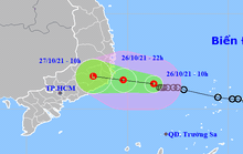 Đêm nay 26-10, áp thấp nhiệt đới giật cấp 9 vào Khánh Hòa - Bình Thuận