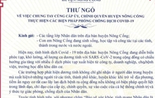 Thêm 1 huyện ở Thanh Hóa ra thư ngỏ khuyến cáo người dân không về quê dịp Tết