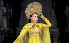 Hoa hậu Lý Kim Ngân thả dáng đẹp với áo dài trong lăng Khải Định